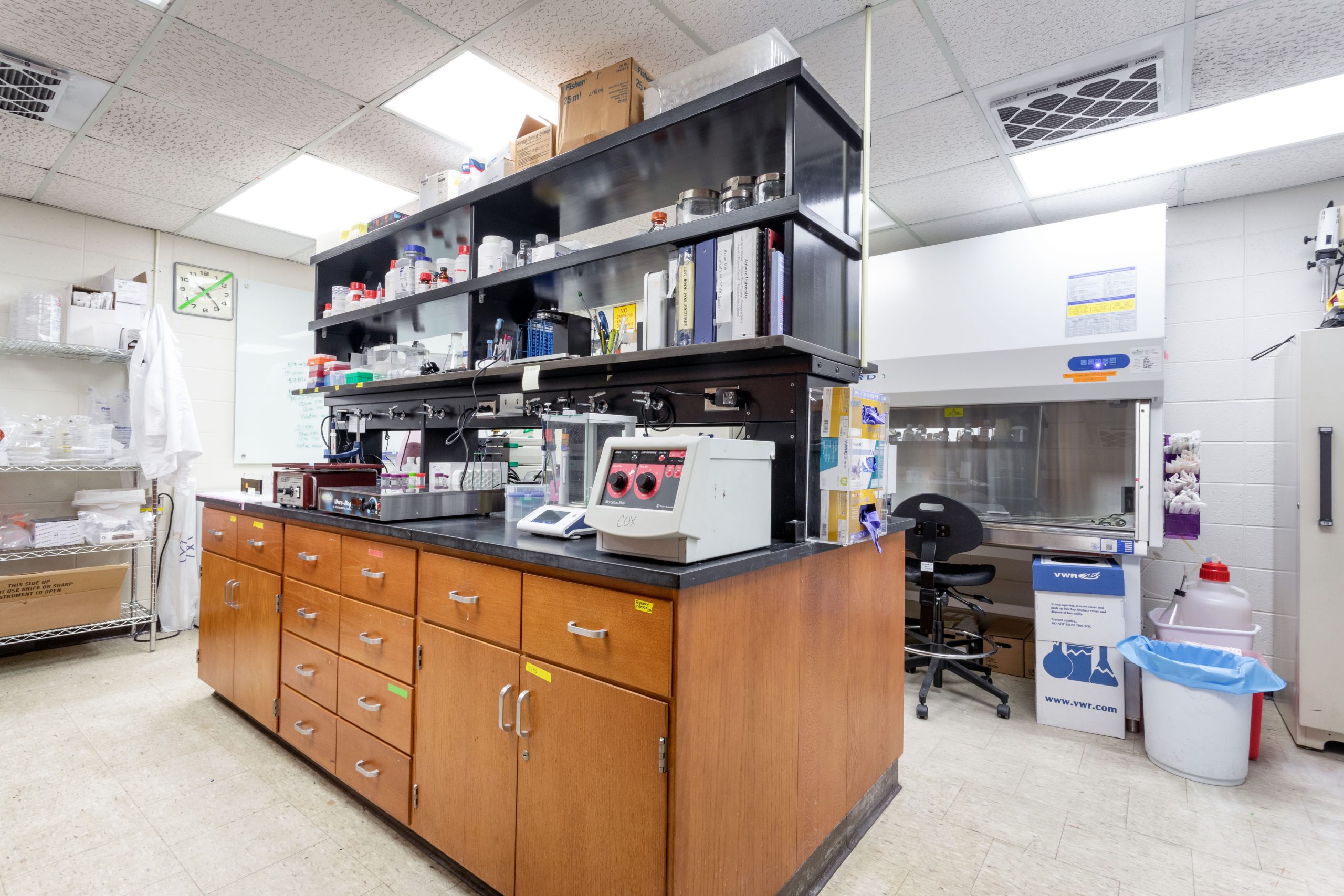 Research laboratory with various equipment and research supplies