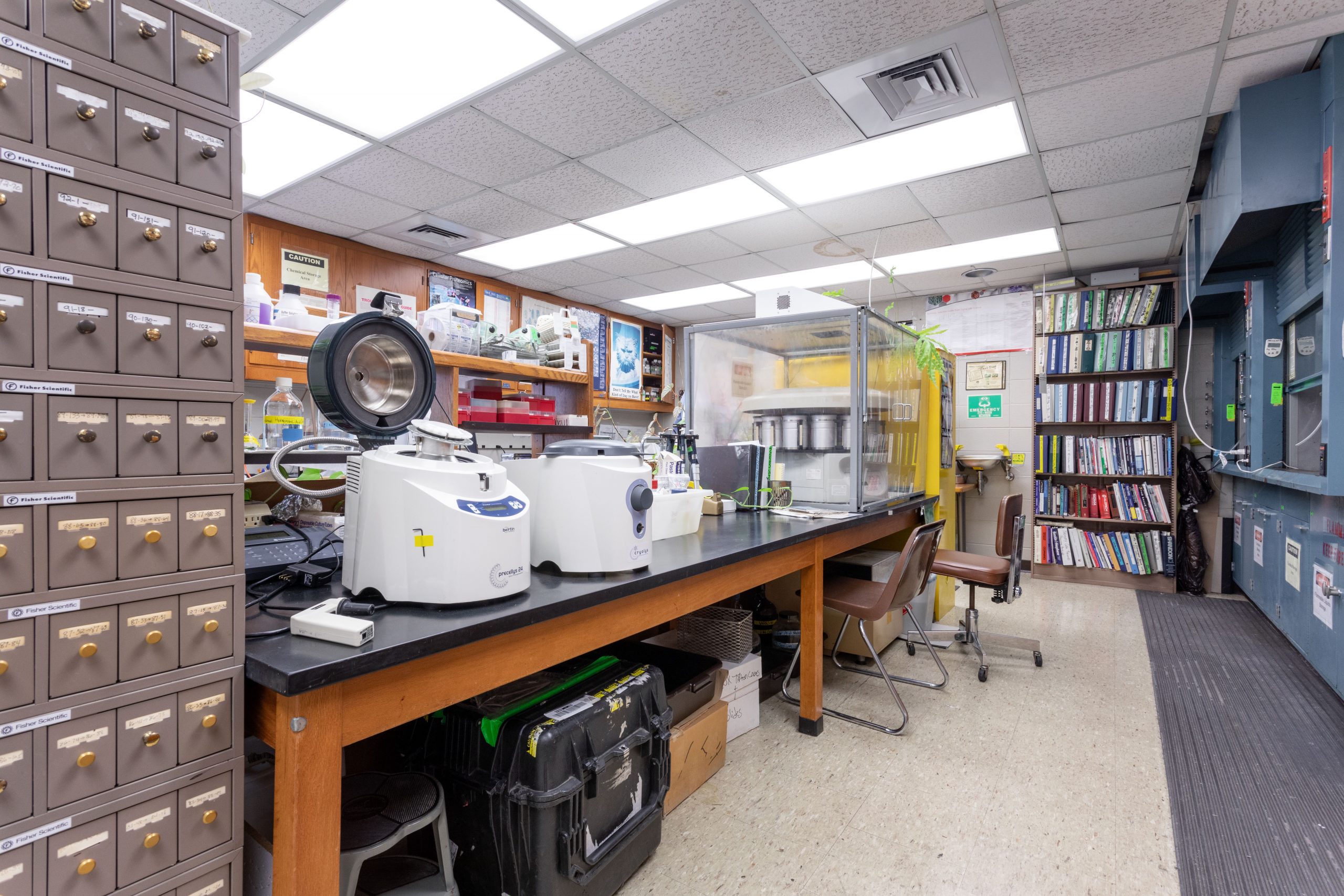 Research laboratory with various equipment and research supplies